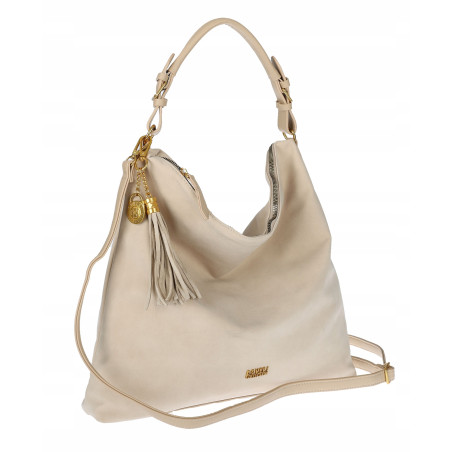 Torebka damska worek shopper pojemna elegancka torba na ramię CC3151 Beżowa