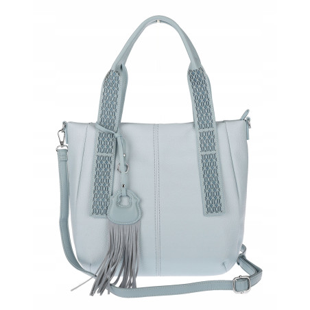 Torebka damska shopper worek pojemna boho na ramię frędzle MC669 Niebieska