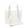 Torebka damska shopper worek pojemna boho na ramię frędzle MC669 Biała