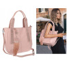 Torebka damska shopper worek pojemna boho na ramię frędzle MC669 Różowa