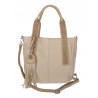 Torebka damska shopper worek pojemna boho na ramię frędzle MC669 Beżowa