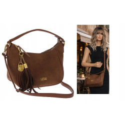 Torebka damska listonoszka zamszowa modna torba na ramię CC3154 Czekoladowa