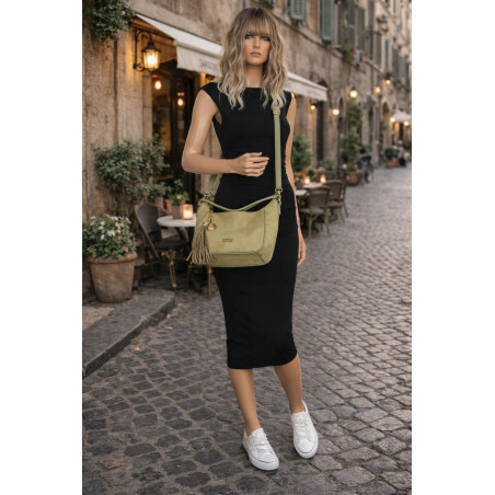 Torebka damska listonoszka zamszowa elegancka torba na ramię CC3154 Zielona