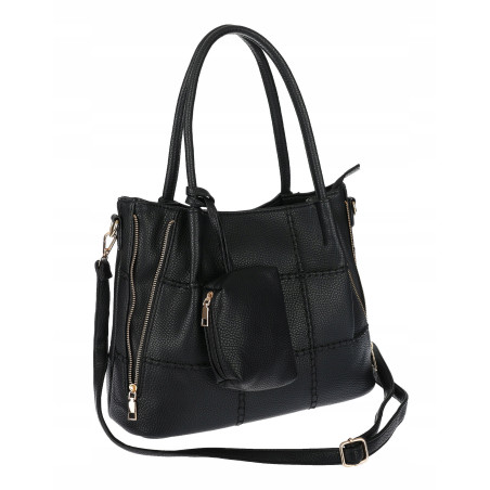 Torebka Damska Shopperka Pojemna Duża A4 Modna Torba kuferek LH6022 Czarna