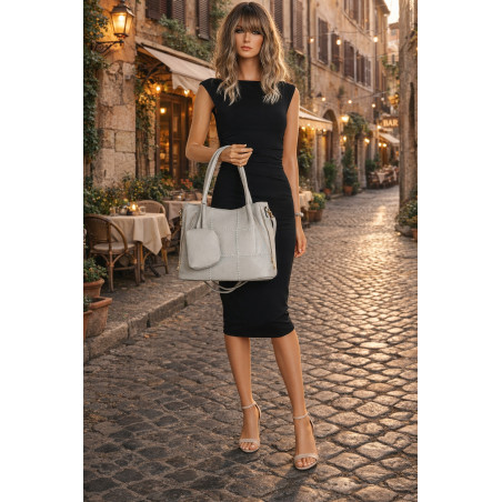 Torebka Damska Shopperka Pojemna Duża A4 Modna Torba kuferek LH6022 Szara