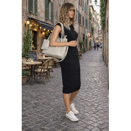 Torebka Damska Shopperka Pojemna Duża A4 Modna Torba kuferek LH6022 Szara