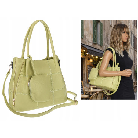 Torebka Damska Shopperka Pojemna Duża A4 Modna Torba kuferek LH6022 Zielona