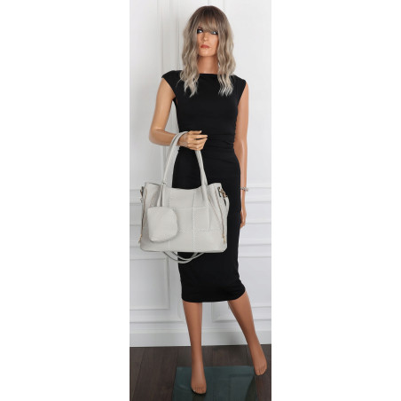Torebka Damska Shopperka Pojemna Duża A4 Modna Torba kuferek LH6022 Szara