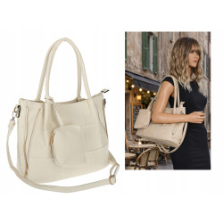 Torebka Damska Shopperka Pojemna Duża Modna Torba kuferek LH6022 Beżowa