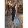 Torebka Damska Shopperka Pojemna Duża Modna Torba kuferek LH6022 Niebieska