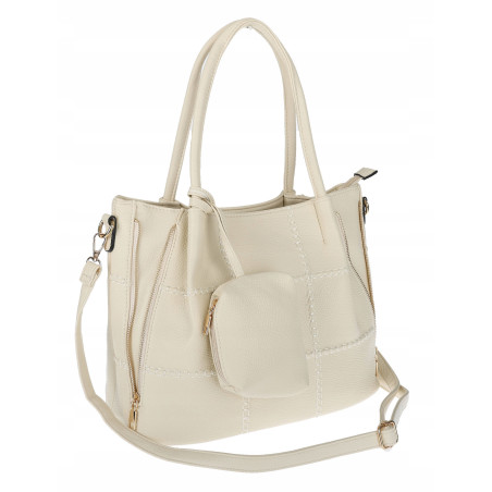 Torebka Damska Shopperka Pojemna Duża Modna Torba kuferek LH6022 Beżowa