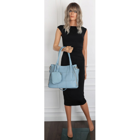 Torebka Damska Shopperka Pojemna Duża Modna Torba kuferek LH6022 Niebieska
