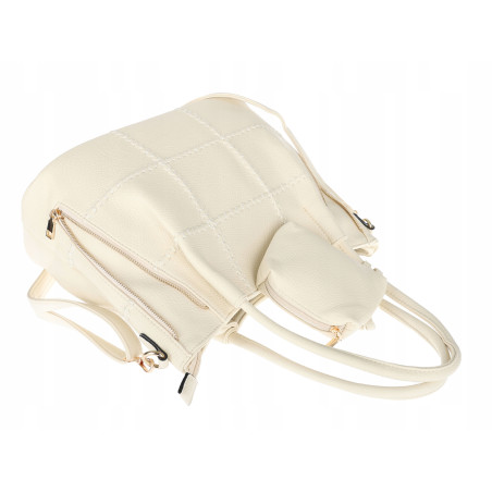 Torebka Damska Shopperka Pojemna Duża Modna Torba kuferek LH6022 Beżowa