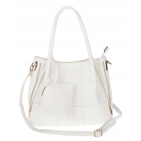 Torebka Damska Shopperka Pojemna Duża Modna Torba kuferek LH6022 Biała