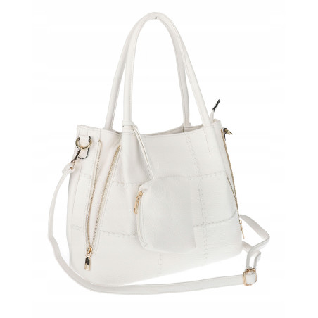 Torebka Damska Shopperka Pojemna Duża Modna Torba kuferek LH6022 Biała