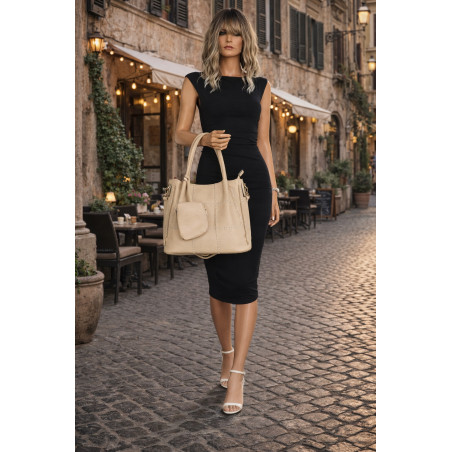 Torebka Damska Shopperka Pojemna Duża Modna Torba kuferek LH6022 Beżowa