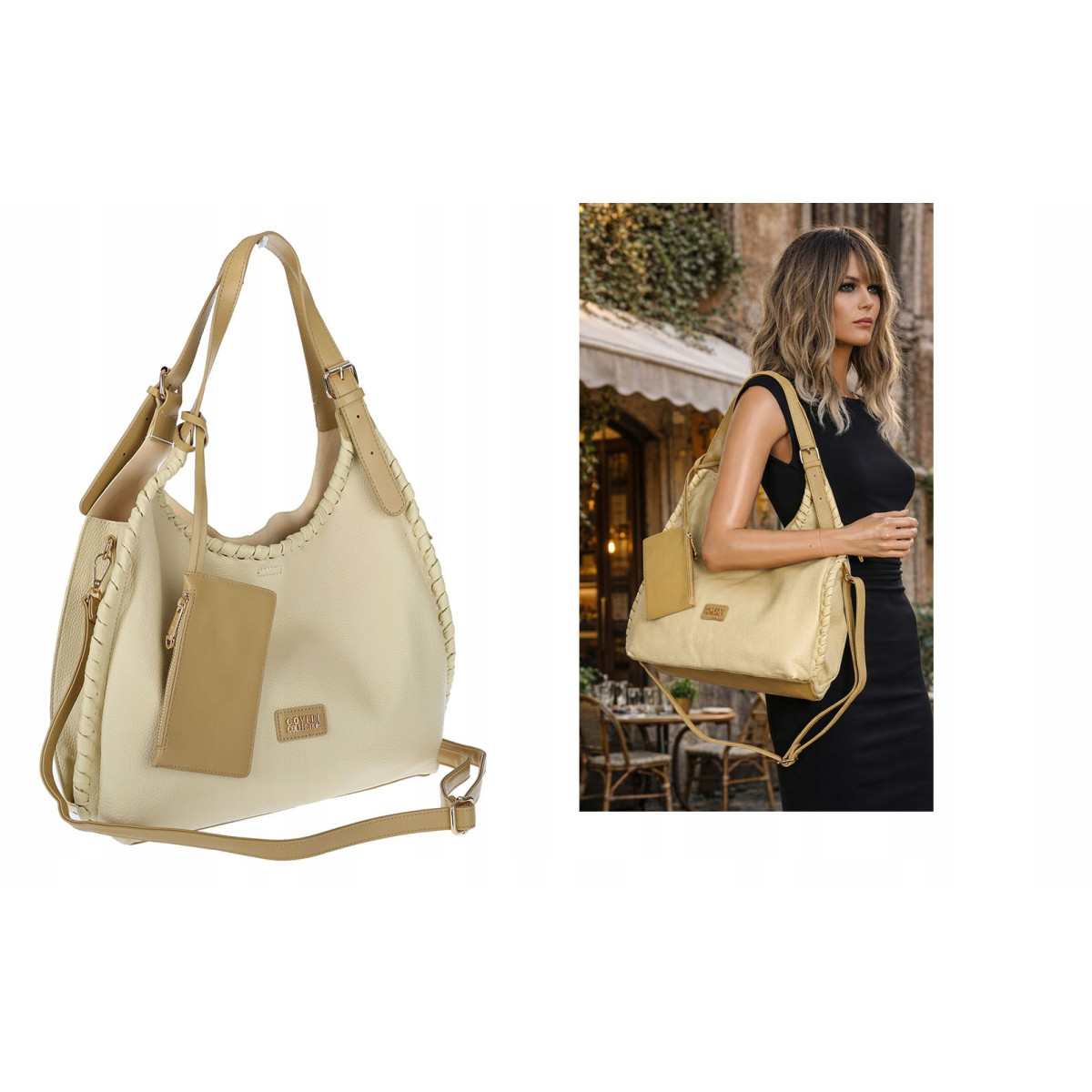 Torebka Damska Listonoszka Worek Shopper Modna Torba na Ramię CC6693 Żółta