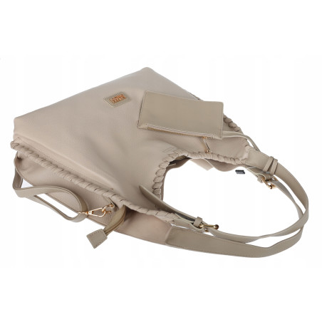 Torebka Damska Listonoszka Worek Shopper Modna Torba na Ramię CC6693 Beżowa