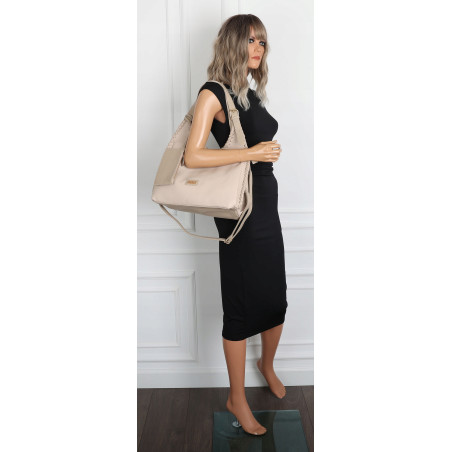 Torebka Damska Listonoszka Worek Shopper Modna Torba na Ramię CC6693 Beżowa