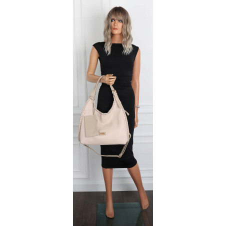 Torebka Damska Listonoszka Worek Shopper Modna Torba na Ramię CC6693 Beżowa