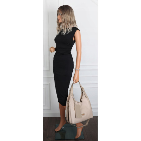 Torebka Damska Listonoszka Worek Shopper Modna Torba na Ramię CC6693 Beżowa