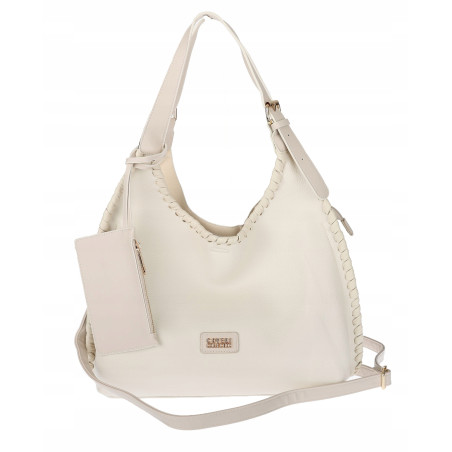 Torebka Damska Listonoszka Worek Shopper Modna Torba na Ramię CC6693 Beżowa