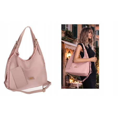 Torebka Damska Listonoszka Worek Shopper Modna Torba na Ramię CC6693 Różowa