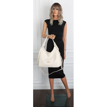 Torebka Damska Listonoszka Worek Shopper Modna Torba na Ramię CC6693 Beżowa