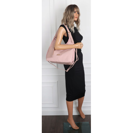 Torebka Damska Listonoszka Worek Shopper Modna Torba na Ramię CC6693 Różowa