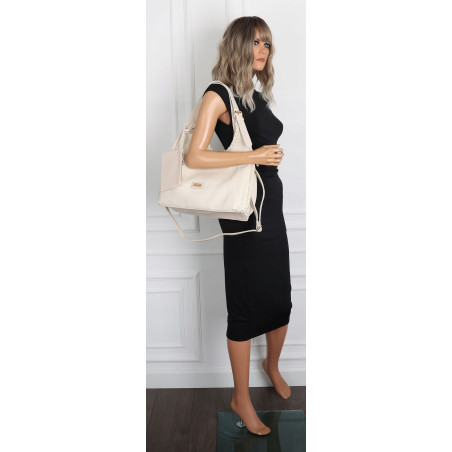 Torebka Damska Listonoszka Worek Shopper Modna Torba na Ramię CC6693 Beżowa