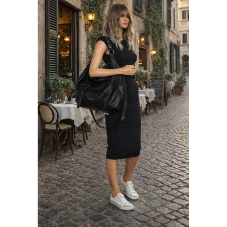 Torebka damska worek shopper A4 hobo pasek duża na ramię CC3501 Czarna