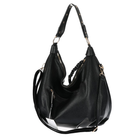 Torebka damska worek shopper A4 hobo pasek duża na ramię CC3501 Czarna