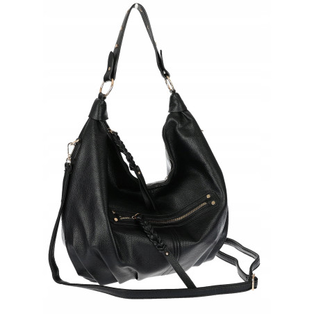 Torebka damska worek shopper A4 hobo pasek duża na ramię CC3501 Czarna