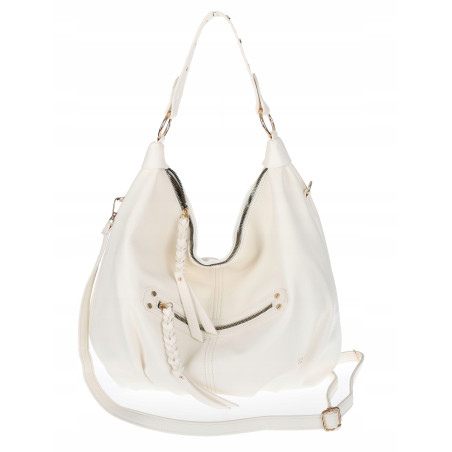 Torebka damska worek shopper A4 hobo pasek duża torba na ramię CC3501 Biała