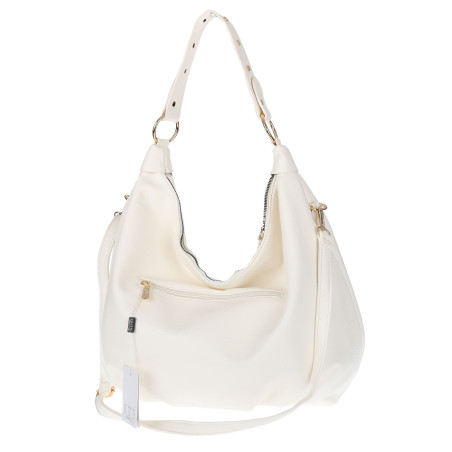 Torebka damska worek shopper A4 hobo pasek duża torba na ramię CC3501 Biała