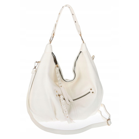 Torebka damska worek shopper A4 hobo pasek duża torba na ramię CC3501 Biała