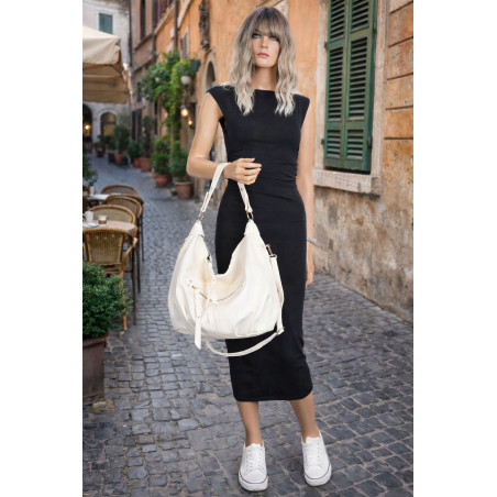 Torebka damska worek shopper A4 hobo pasek duża torba na ramię CC3501 Biała