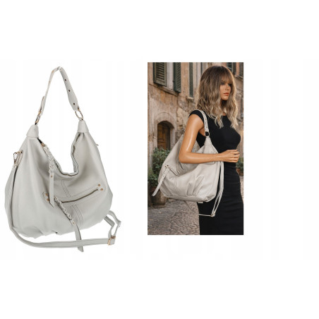 Torebka damska worek shopper A4 hobo pasek duża torba na ramię CC3501 Szara