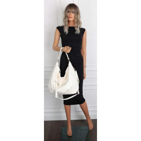Torebka damska worek shopper A4 hobo pasek duża torba na ramię CC3501 Biała