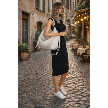 Torebka damska worek shopper A4 hobo pasek duża torba na ramię CC3501 Szara