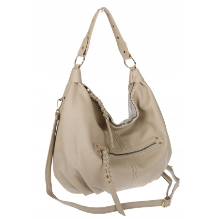 Torebka damska worek shopper A4 hobo pasek duża na ramię CC3501 Beżowa