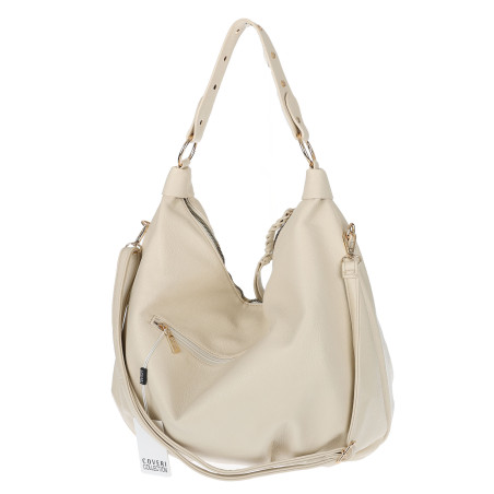 Torebka damska worek shopper A4 hobo pasek duża na ramię CC3501 Beżowa