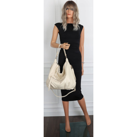 Torebka damska worek shopper A4 hobo pasek duża na ramię CC3501 Beżowa