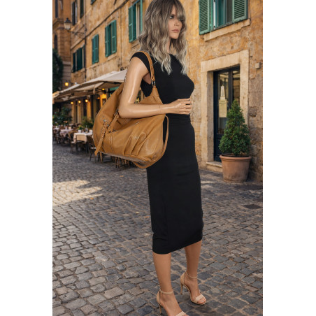 Torebka damska worek shopper A4 hobo pasek duża na ramię CC3501 Brązowa