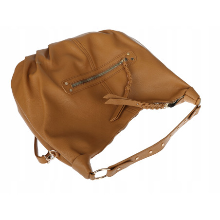 Torebka damska worek shopper A4 hobo pasek duża na ramię CC3501 Brązowa