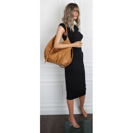 Torebka damska worek shopper A4 hobo pasek duża na ramię CC3501 Brązowa