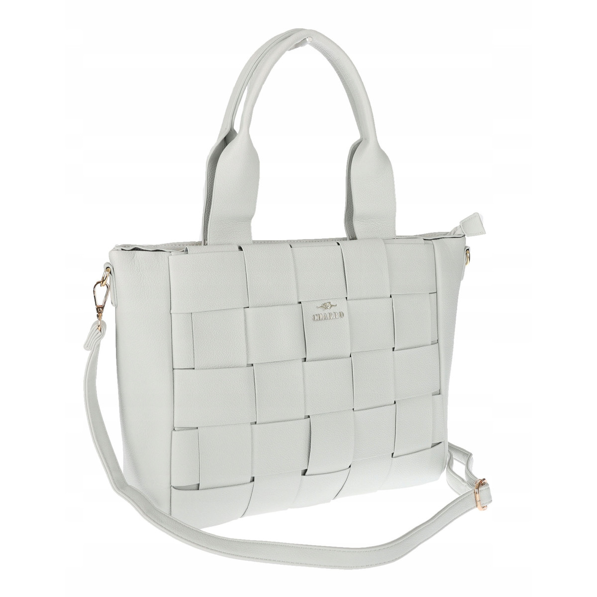 Torebka damska shopper A4 pleciona elegancka na ramię pasek CH3358 Szara