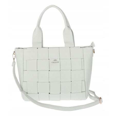Torebka damska shopper A4 pleciona elegancka na ramię pasek CH3358 Szara