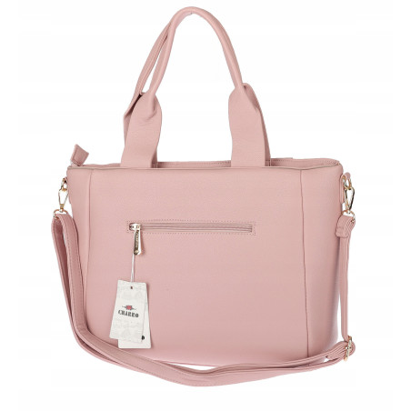 Torebka damska shopper A4 pleciona elegancka na ramię pasek CH3358 Różowa