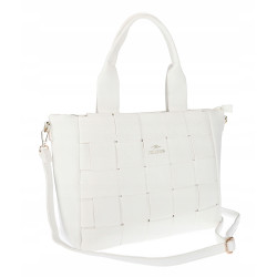 Torebka damska shopper A4 pleciona elegancka na ramię pasek CH3358 Biała